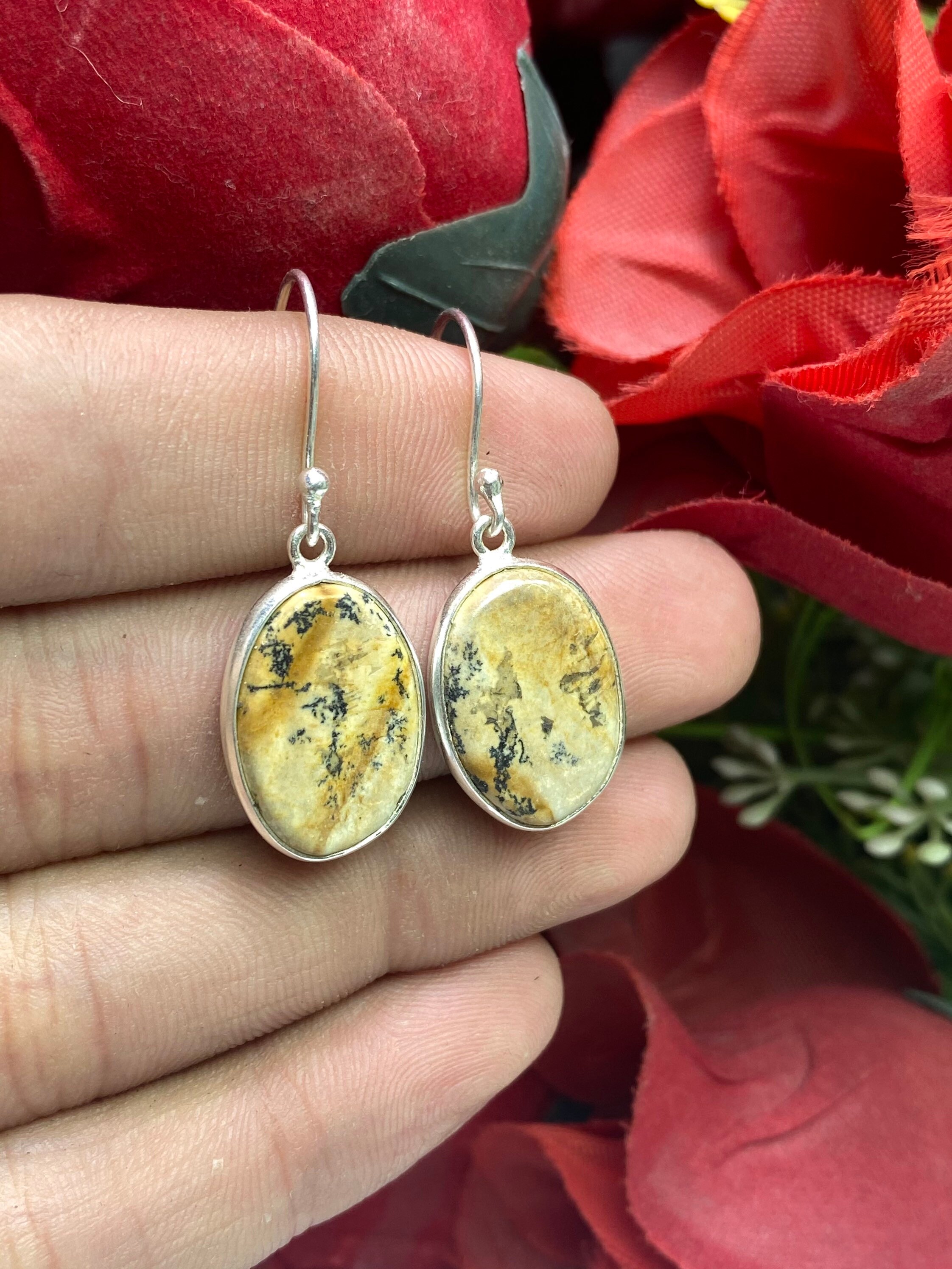 Picture Jasper Earring925 Sterling Silver EarringOwyhee Etsy