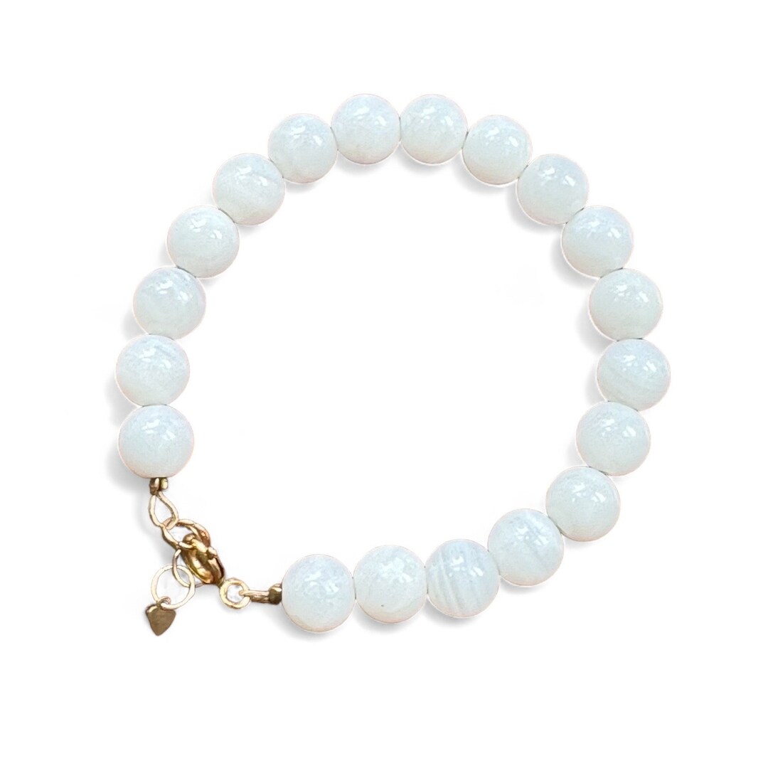 Mother of Pearl Beaded Bracelet With 14k Gold Clasp - Etsy