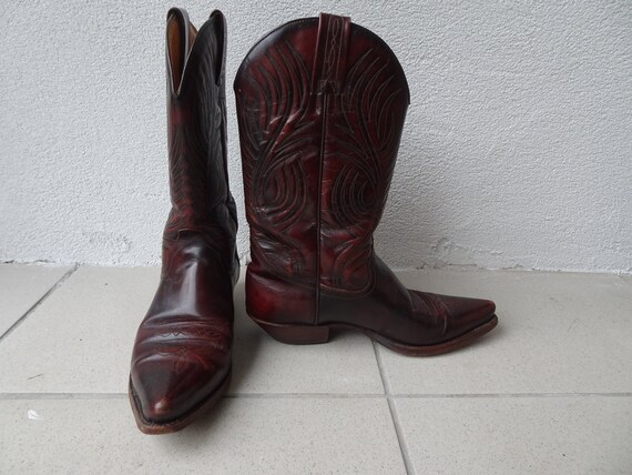 Tony Mora Cowboy Boots Vintage 7.5 Brown/Red