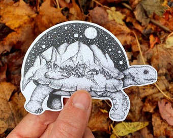 Pack of 4 Celestial Tortoise Stickers, Tortoise Lover Gift, Tortoise Accessories, Tortoise Decal, Tortoise Decor, Tortoise Gifts
