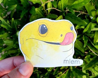 Leopardgecko Mlem Aufkleber (4er Pack), Leopardgecko Geschenk, Leopardgecko Aufkleber, Leopardgecko Dekor, Reptilienaufkleber, Reptiliendekor