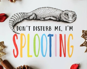 Print - Leopard Gecko Dont Disturb Me I'm Splooting (Rainbow), Art, Wall Art, Card, Decor, Accessories, Gifts, Reptile Gifts, Reptile Lover
