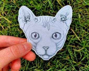 Pack of 4 Sphynx Cat Stickers, Sphynx Cat Art, Sphynx Cat Gifts,  Sphynx Cat Portrait, Sphynx Cat Decor, Sphynx Cat Decal, Cat Stickers