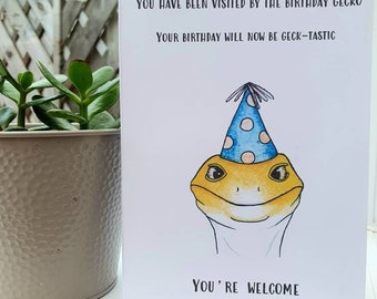 Leopard Gecko Birthday Card, Leopard Gecko Gifts, Leopard Gecko Card, Reptile Birthday Card, Reptile Gifts, Leopard Gecko Art, Reptile Art