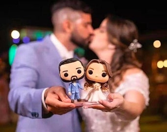 Custom 3D Portrait Commission Funko Pop Figure from Your Picture | Personalized Couple Family Parents Figurine Gifts for Anniversary Wedding