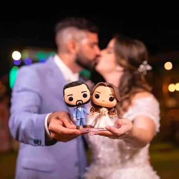 Individuelles 3D Portrait Auftragsarbeit Funko Pop Figur nach Wunschbild | Personalisierte Paar Familie Eltern Figur Geschenke für Jahrestag Hochzeit