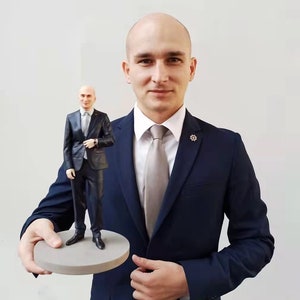 Boss gift figurine custom, Personalized figure cake topper for husband, 3D boyfriend statue doll from photo, promotion gift for colleague