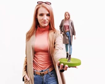 Custom figurine wife gift, personalized cake topper figure for girlfriend, 3D statue doll from photo, leaving gifts for coworker, colleague