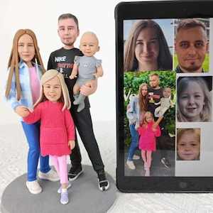 personalisierte bilder familie figuren, personalisierte figur familie geschenk, Wackelkopf figur, 3d familie figuren personalisiert von foto