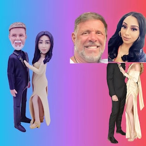 Custom bobblehead couple, personalized couples gift figure, 3D couple portrait doll from photo, anniversary gift, wedding gift for parents