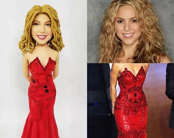 Custom 3D Portrait Wax Figure Grade doll Shakira from Photo | Personalized Figurine Silhouette gift for celebrity superstar famous people
