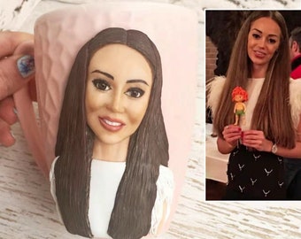 Custom 3D Portrait Coffee Mug Sculpture from Photo | customized figurine Tumbler | Personalized Statue Cup Gifts for Her Mom Wife Birthday