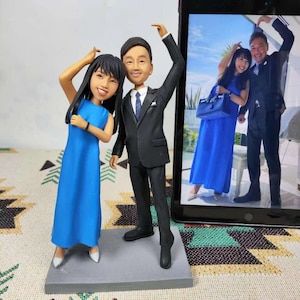 Custom bobblehead couple, personalized couples gift figure, 3D couple portrait doll from photo, anniversary gift, wedding gift for parents