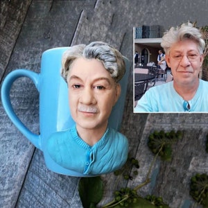 Custom mug 3D portrait with picture, personalized mug gift figurine photo, customized cup sculpture for birthday, wedding, dad, father, men