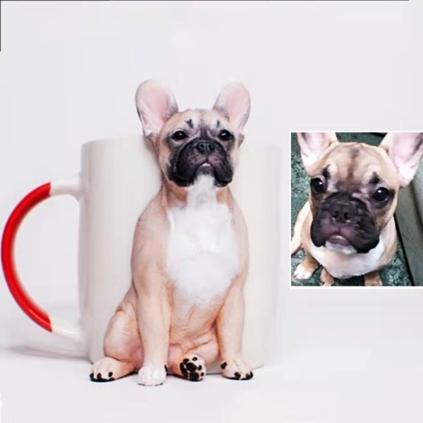 Custom 3D Portrait Painting Dog Cat Pet Coffee Mug Sculpture from Photo |customized Tumbler| Personalized figurine Statue Cup Gift Pet Lover