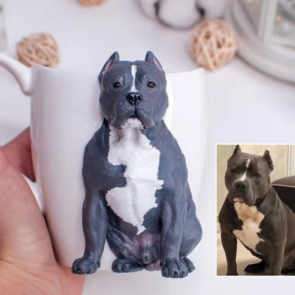 Custom 3D Portrait Painting Dog Cat Pet Coffee Mug Sculpture from Photo |customized Tumbler| Personalized figurine Statue Cup Gift Pet Lover