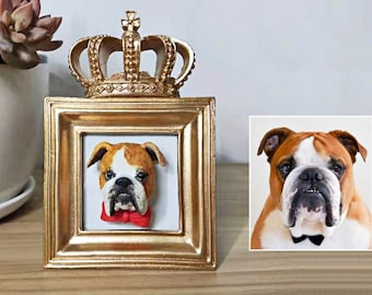 Custom 3D Cartoon Vector Royal Dog Portrait Art from Photo | Personalized Pet Bobblehead Crown Commission Figurine Gifts Pet Lover Pet Loss