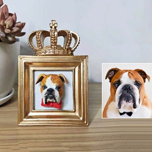 Custom 3D Cartoon Vector Royal Dog Portrait Art from Photo | Personalized Pet Bobblehead Crown Commission Figurine Gifts Pet Lover Pet Loss