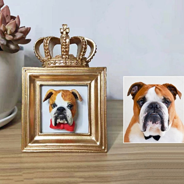 Personalisierter 3D Cartoon Vektor Royal Dog Portrait Kunst von Foto | Personalisierte Haustier Bommel Krone Figur Figur Geschenke Haustier Liebhaber Haustier Verlust