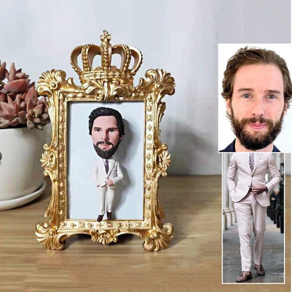 Personalisierter 3D Cartoon Vektor Royal Portrait Kunst von Foto | Personalisierte Bommelkrone Portrait Auftragsarbeit Figur Figur Geschenke Geburtstag