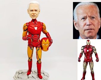 custom marvels figurine gifts for men, personalized superhero figure from photo, customized DC comics portrait statue doll, Iron Man cosplay