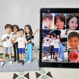personalisierte bilder familie figuren, personalisierte figur familie geschenk, Wackelkopf figur, 3d familie figuren personalisiert von foto