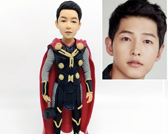Custom marvels figurine gifts for men, personalized superhero figure from photo, customized DC comics portrait statue doll, Thor cosplay
