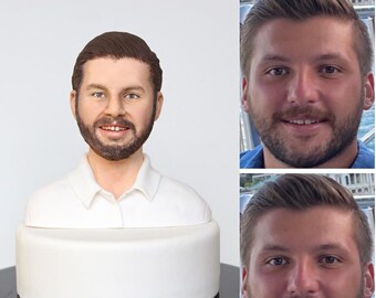 Individuelle Büste Skulptur, personalisierte Büste Statue, individuelle 3D Portrait Figur vom Foto, Tortenfigur für Geburtstag, Jubiläum, Hochzeit
