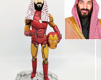Custom marvels figurine gifts for men, personalized superhero figure from photo, customized DC comics portrait statue doll, Iron Man cosplay