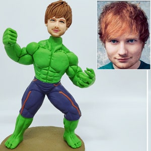 Custom marvels figurine gifts for men, personalized superhero figure from photo, customized DC comics portrait statue doll, Hulk cosplay