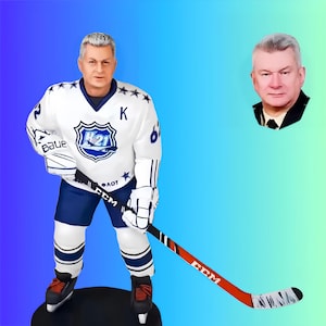 Prezenty hokejowe Topper na tort Bobblehead Niestandardowy｜Personalizowany prezent hokejowy dla trenera Lalki Bobblehead dla taty, wyjątkowy prezent urodzinowy i rocznicowy dla mężczyzn