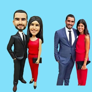 Custom bobblehead couple, personalized couples gift figure, 3D couple portrait doll from photo, anniversary gift, wedding gift for parents