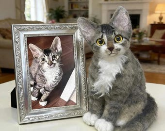 Custom Cat Memorial Gift, Needle Felted Dog Sculpture from Photo