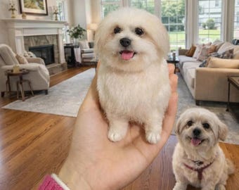 Custom Pet Replica from Photo, Needle Felted Wool Dog or Cat Portrait