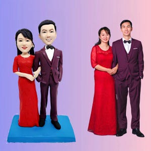 Custom bobblehead couple, personalized couples gift figure, 3D couple portrait doll from photo, anniversary gift, wedding gift for parents