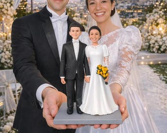Custom Wedding Cake Topper from Photo, Personalized Bride and Groom Figurines