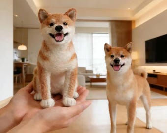 Handmade Needle Felted Dog Replica, Personalized Dog Keepsake