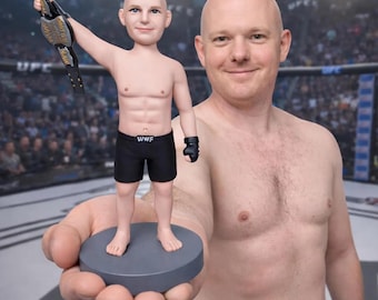 Custom WWE Bobblehead from Photo, Make Your Own Bobble Head Boxing – Unique Funny Personalized Figurine Gift for Wrestling, Combat, Boxer