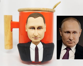 Custom 3D Portrait Coffee Mug Sculpture from Photo | customized figurine Tumbler | Personalized Statue Cup Gifts for Putin Her Him Birthday