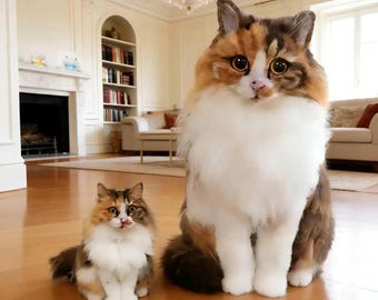 Custom Cat Portrait from Photo, Handmade Needle Felted Cat Figurine