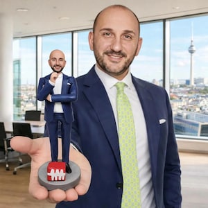 Custom boss gift figurine, Personalized figure cake topper for dad, 3D statue doll from photo, retirement, leaving gift for colleague, men