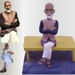 Grandpa gift bobblehead custom, grandfather 3D statue personalize, bobble head doll gift for father, grandmother, grandma, from your photo