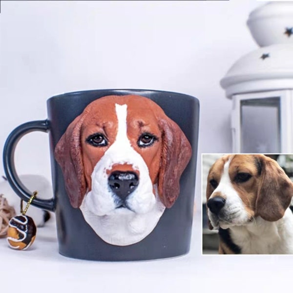 Custom 3D Portrait Painting Dog Cat Pet Coffee Mug Sculpture from Photo |customized Tumbler| Personalized figurine Statue Cup Gift Pet Lover