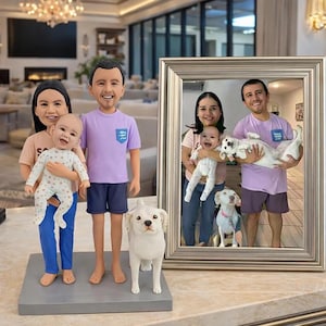 personalisierte bilder familie figuren, personalisierte figur familie geschenk, Wackelkopf figur, 3d familie figuren personalisiert von foto