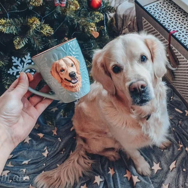 Custom 3D Portrait Painting Dog Cat Pet Coffee Mug Sculpture from Photo |customized Tumbler| Personalized figurine Statue Cup Gift Pet Lover