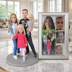 Custom Family of 4 Figurine from Photo, Personalized Gift for Parents