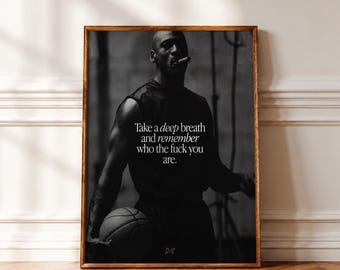 Michael Jordan Motivational Basketball Poster, Inspirational Gym Wall Art, Athlete Mindset Print, Black and White Sports Decor