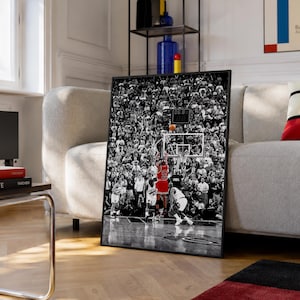 Michael Jordan Shot Poster, Black White Basketball Wall Art, Iconic Gym Decor, Sports Room Art, Basketball Fan Gift image 2