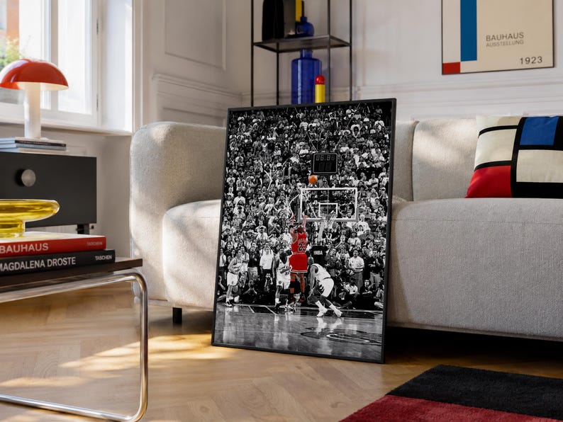 Michael Jordan Shot Poster, Black White Basketball Wall Art, Iconic Gym Decor, Sports Room Art, Basketball Fan Gift image 2