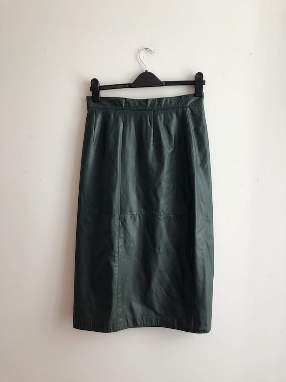 Vintage Green Leather Skirt